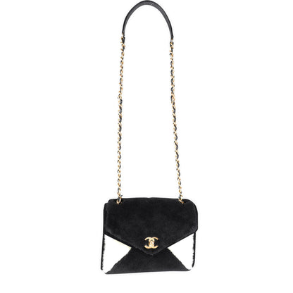 Chanel Black & White Shearling Small Single New Bag