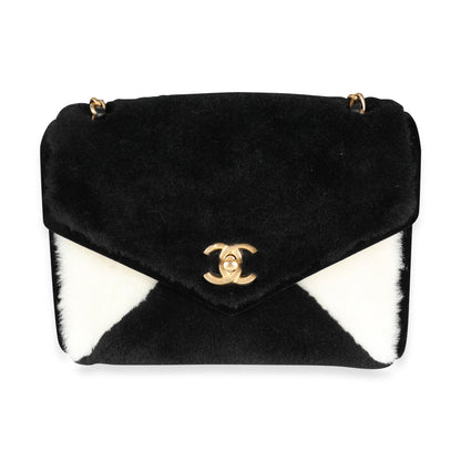 Chanel Black & White Shearling Small Single New Bag