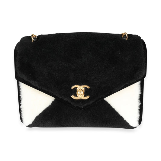 Chanel Black & White Shearling Small Single New Bag