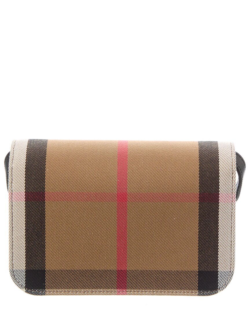 Burberry Check Canvas & Leather Shoulder Bag, Brown