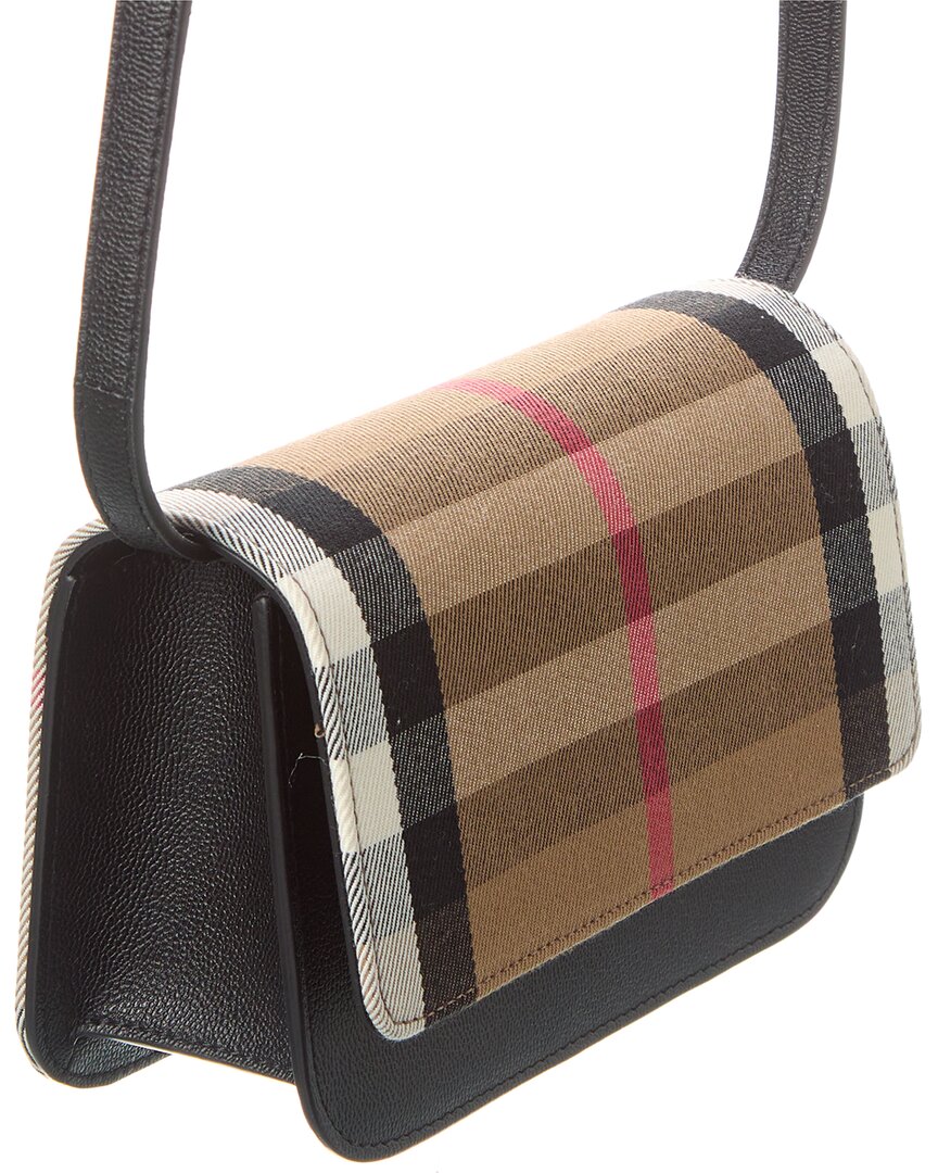 Burberry Check Canvas & Leather Shoulder Bag, Brown