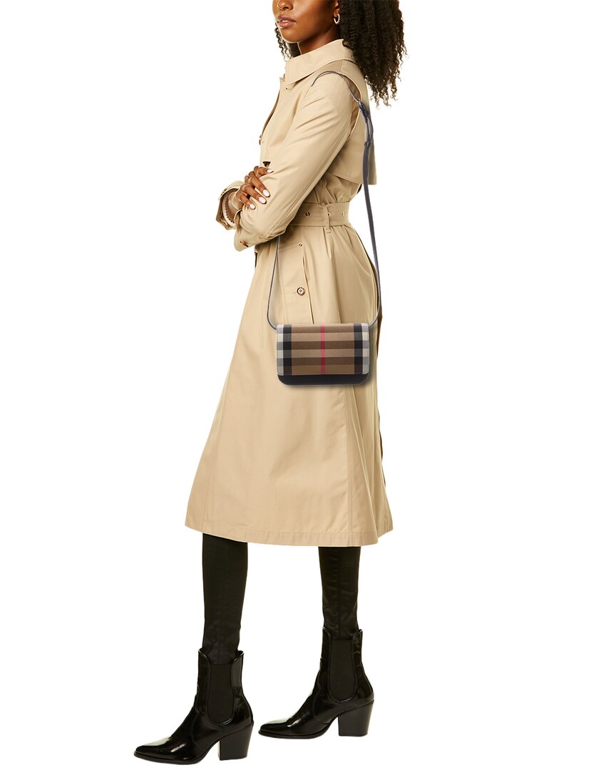 Burberry Check Canvas & Leather Shoulder Bag, Brown