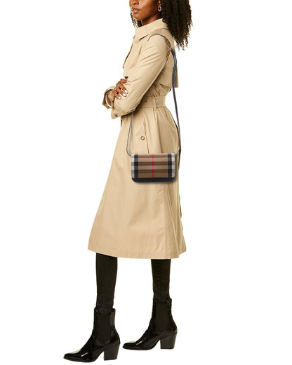 Burberry Check Canvas & Leather Shoulder Bag, Brown