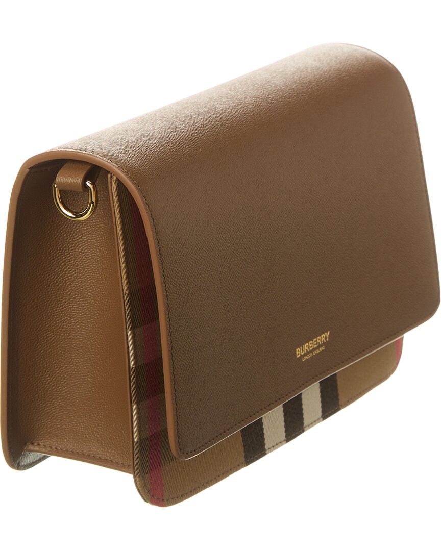 Burberry Check Canvas & Leather Shoulder Bag, Brown