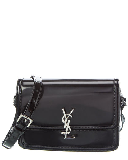 Saint Laurent Solferino Medium Leather Shoulder Bag Black ONE SIZE