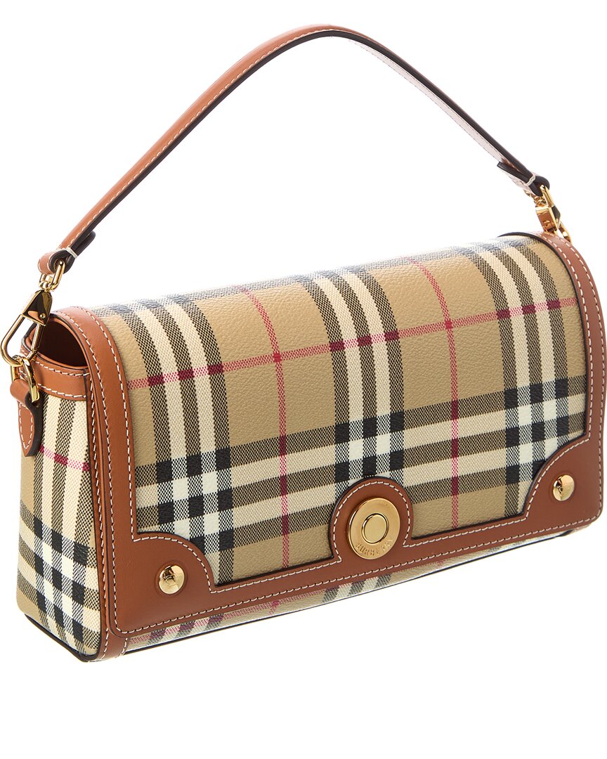 Burberry Check E-Canvas & Leather Shoulder Bag