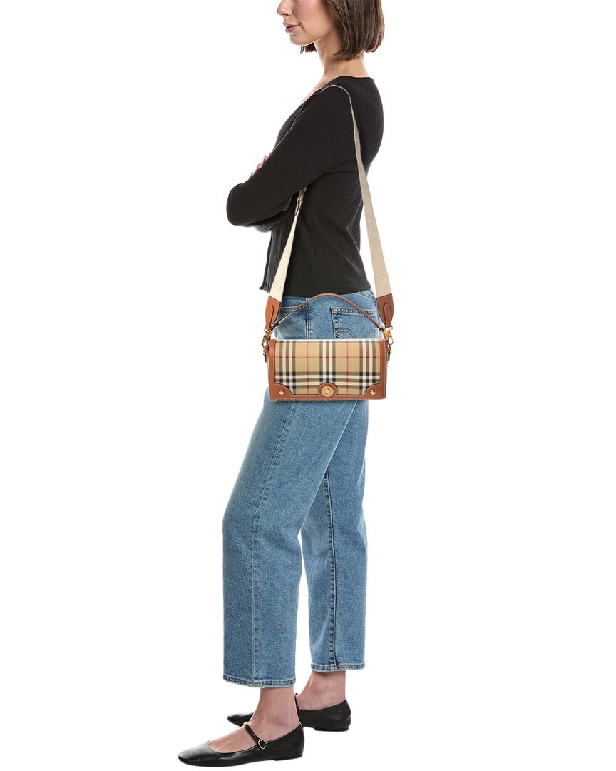 Burberry Check E-Canvas & Leather Shoulder Bag