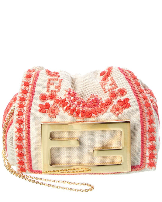 Fendi Mamma Baguette Nano Canvas Shoulder Bag