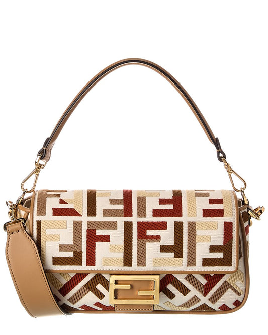 Fendi Baguette Canvas Shoulder Bag