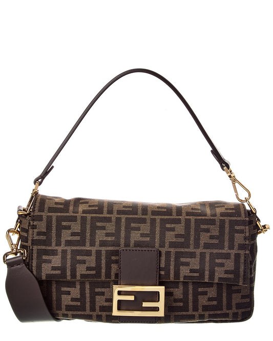 Fendi Baguette Ff Jacquard & Leather Shoulder Bag