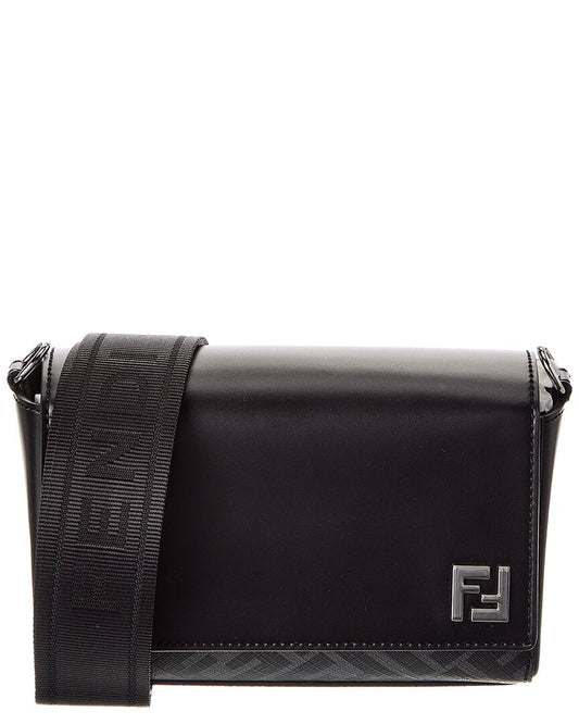 Fendi Squared Ff & Canvas Shoulder Bag