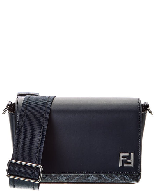 Fendi Squared Ff & Canvas Shoulder Bag