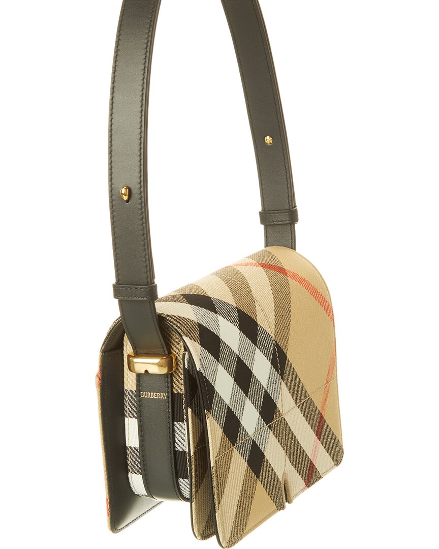 Burberry Snip Check Canvas & Leather Shoulder Bag