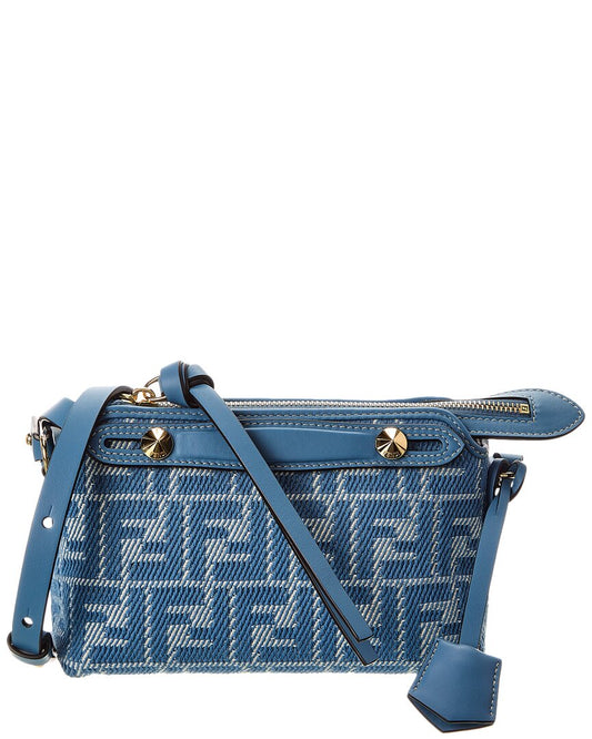 Fendi By The Way Mini Ff Jacquard & Leather Satchel Blue ONE SIZE