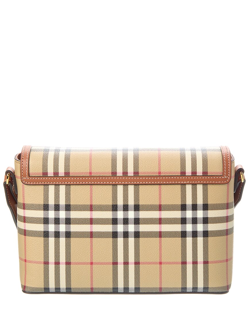 Burberry Note Check E-Canvas & Leather Shoulder Bag