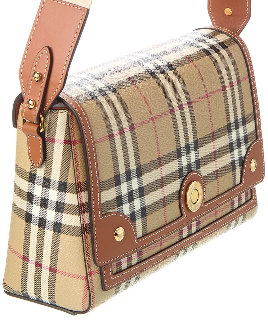 Burberry Note Check E-Canvas & Leather Shoulder Bag