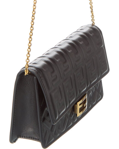 Fendi Baguette Ff Leather Wallet On Chain