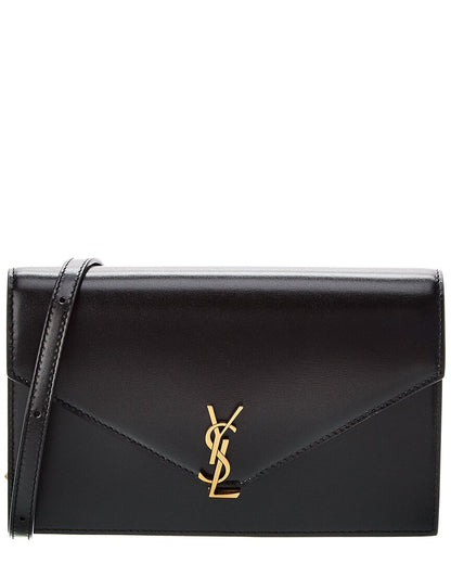 Saint Laurent Envelope Mini Leather Shoulder Bag Black ONE SIZE