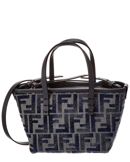 Fendi Roll Mini Ff Canvas & Leather Tote