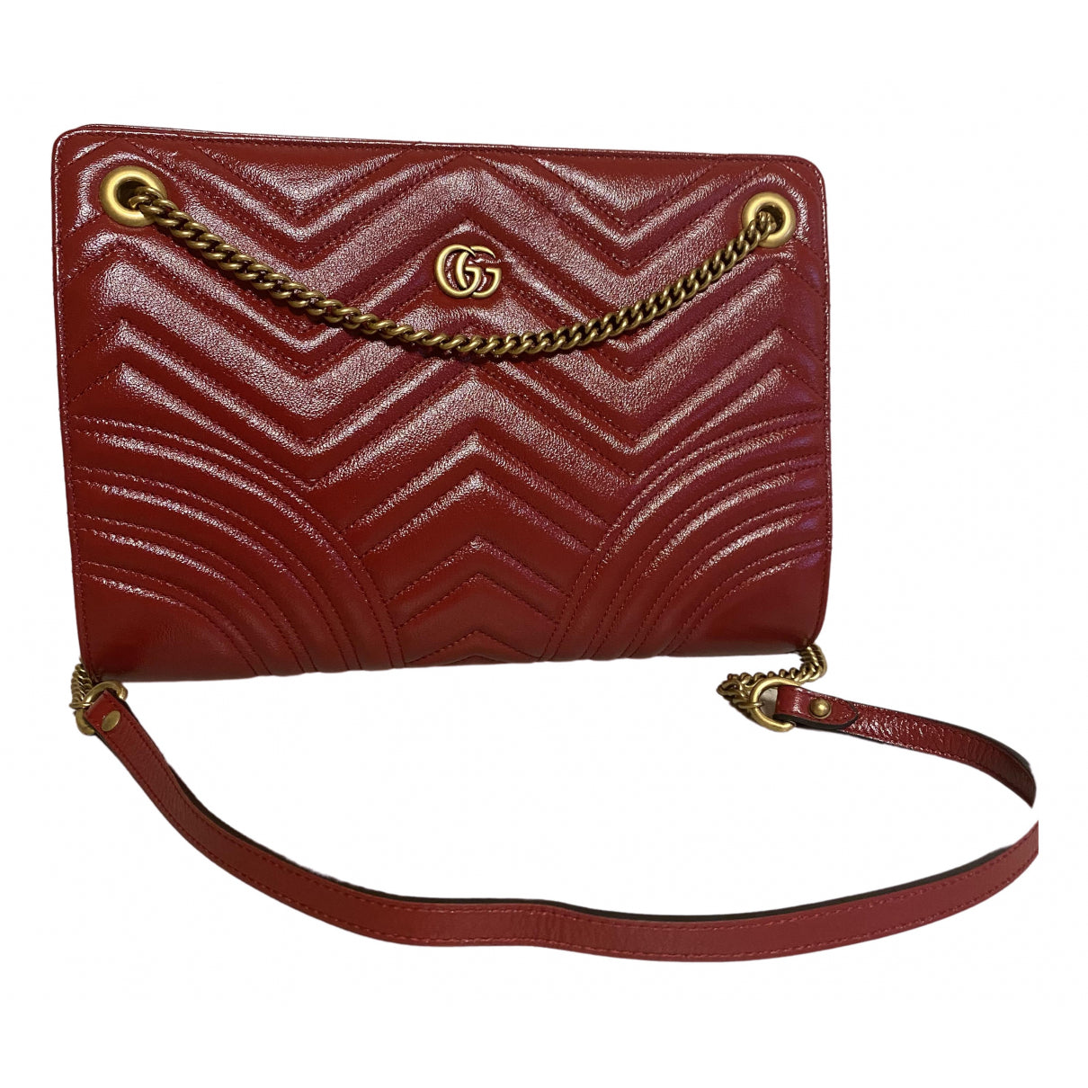 Gucci marmont red leather handbag
