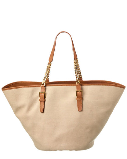 Saint Laurent Canvas & Leather Tote