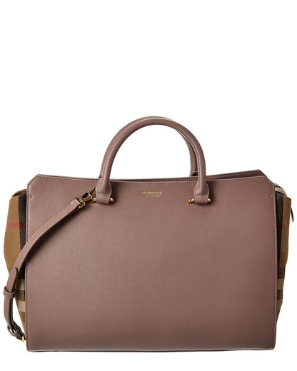 Burberry Banwell Medium Leather & Check Canvas Satchel