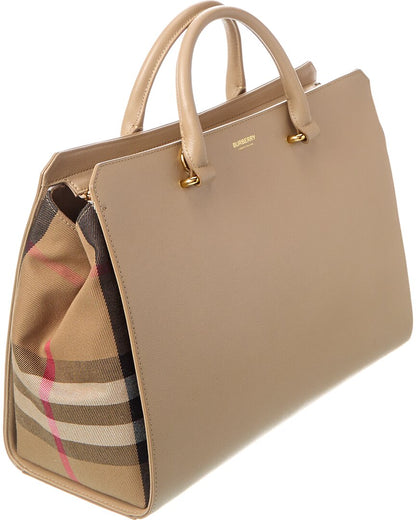 Burberry Banwell Medium Check Canvas & Leather Satchel