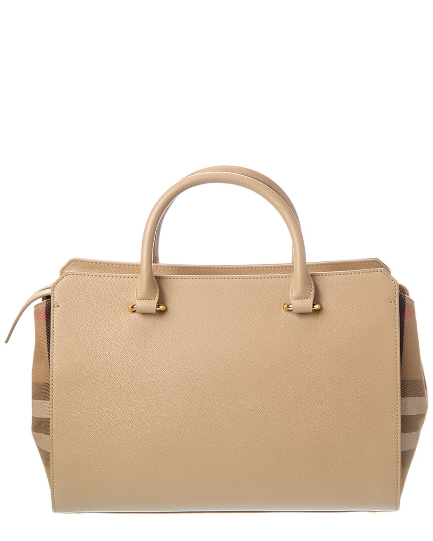 Burberry Banwell Leather & Check Canvas Satchel