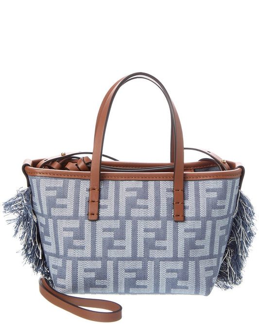 Fendi Roll Mini Ff Denim & Leather Tote
