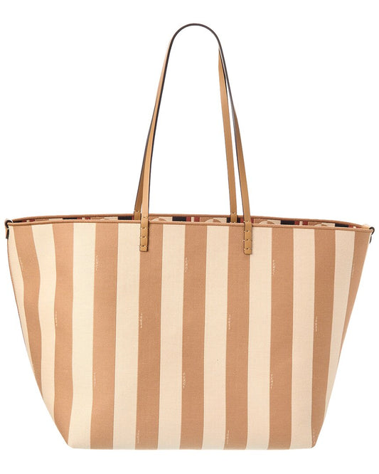 Fendi Roll Large Canvas & Leather Tote