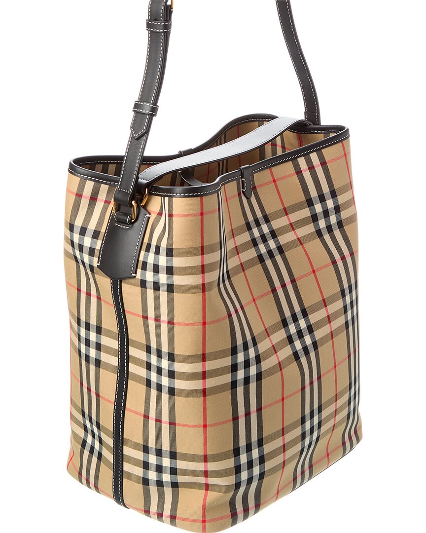 Burberry Check Canvas & Leather Tote
