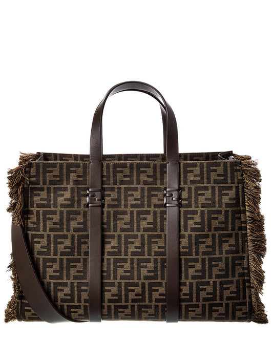 Fendi Summer Ff Jacquard & Leather Tote