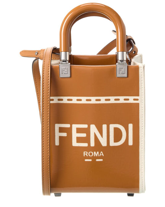Fendi Sunshine Mini Patent Tote Brown Multi ONE SIZE