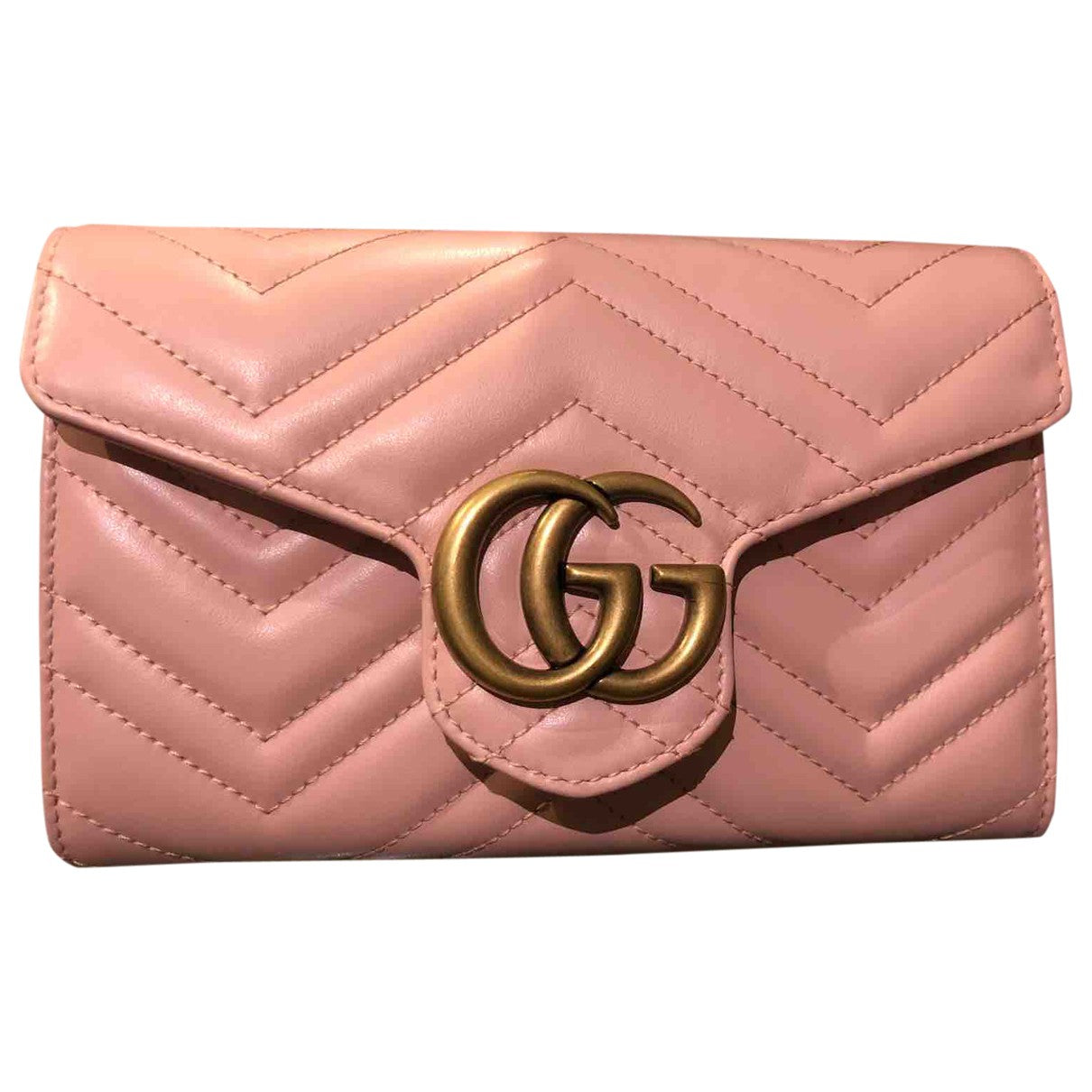 Gucci marmont pink leather clutch bag