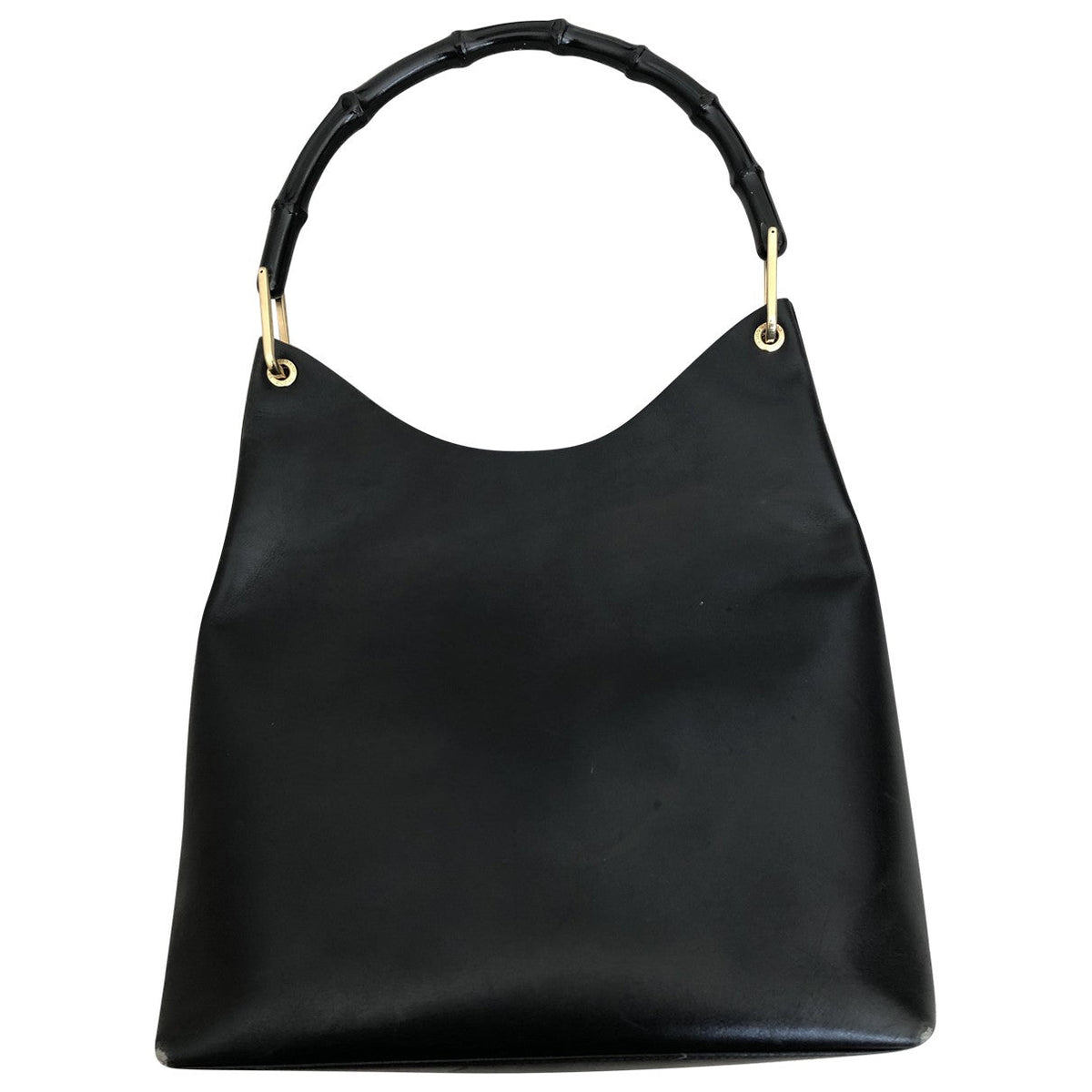 Gucci bamboo black leather handbag