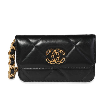 Chanel Black Quilted Lambskin  Mini Coin Purse With Chain