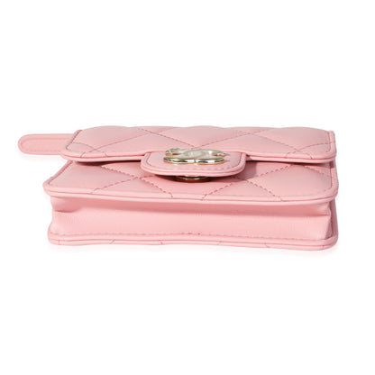 Pink Quilted Lambskin Elegant Chain Belt Bag