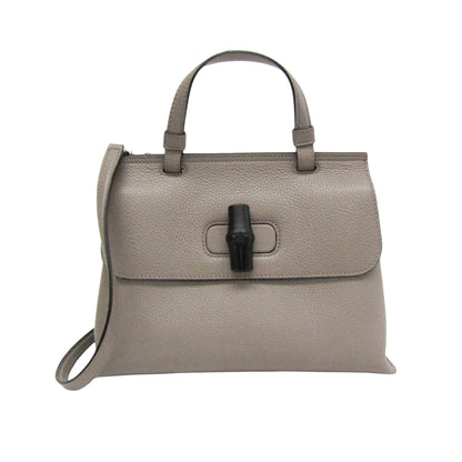 Gucci Bamboo Daily Grey Calfskin Handbag ()
