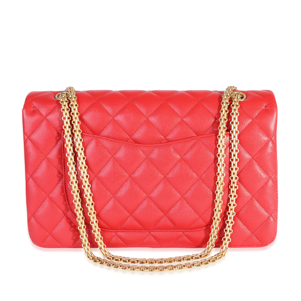 Red Quilted Caviar Reissue 2.55 227 Double Flap Bag