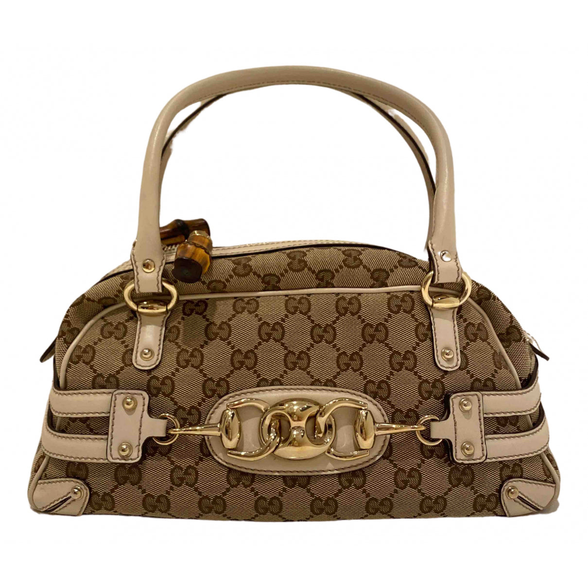 Gucci boston beige cloth handbag
