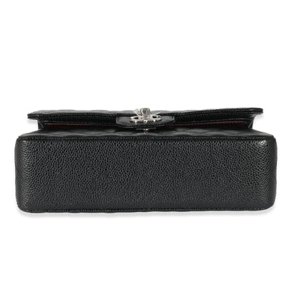 Black Quilted Caviar Small Classic Double Flap Bag