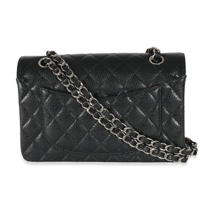 Black Quilted Caviar Small Classic Double Flap Bag