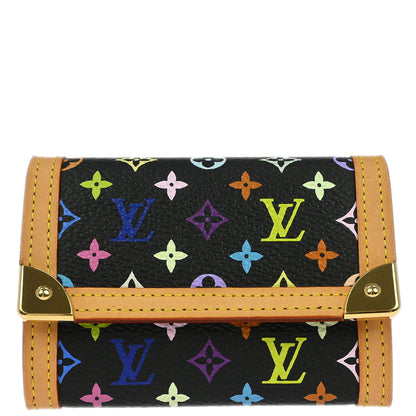 Louis Vuitton 2004 Black Multicolor Porte Monnaie Plat Wallet M92656