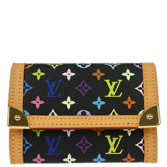 Louis Vuitton 2004 Black Multicolor Porte Monnaie Plat Wallet M92656