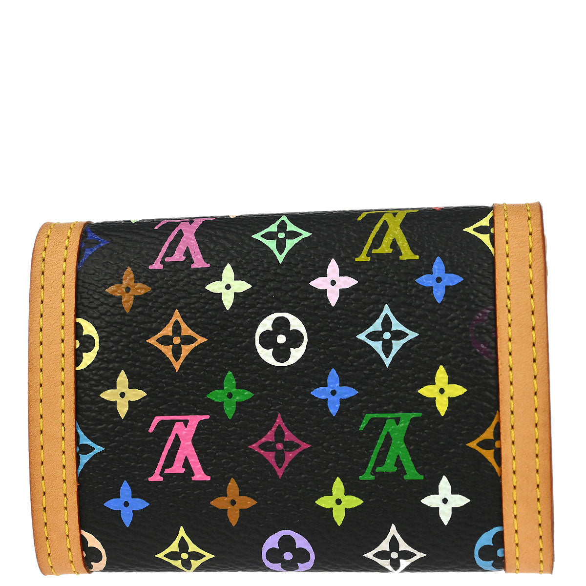 Louis Vuitton 2004 Black Multicolor Porte Monnaie Plat Wallet M92656