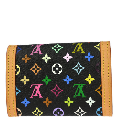Louis Vuitton 2004 Black Multicolor Porte Monnaie Plat Wallet M92656