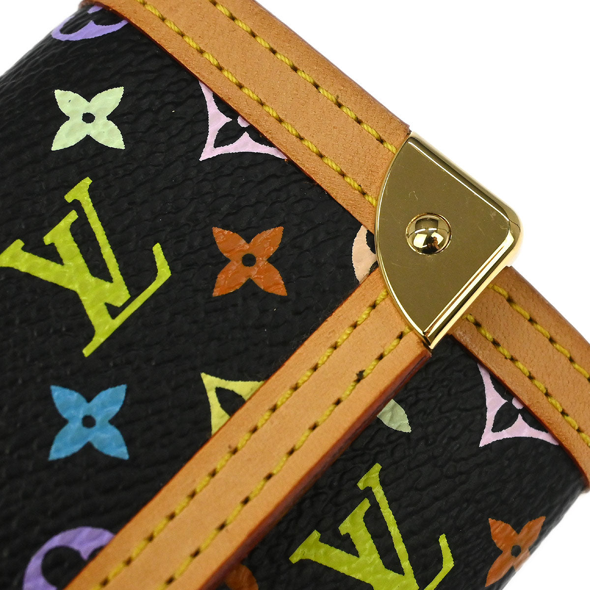 Louis Vuitton 2004 Black Multicolor Porte Monnaie Plat Wallet M92656