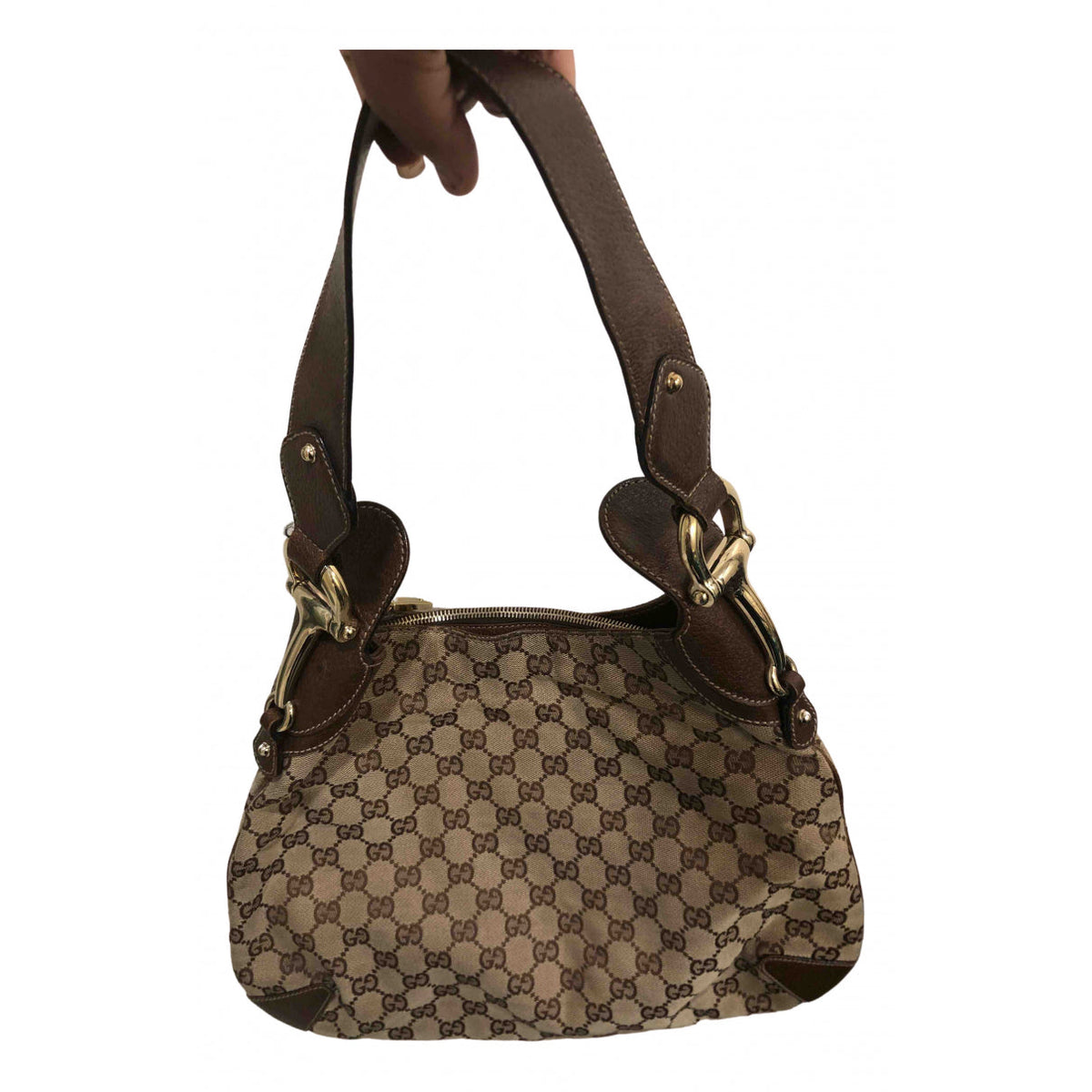 Gucci brown cloth handbag