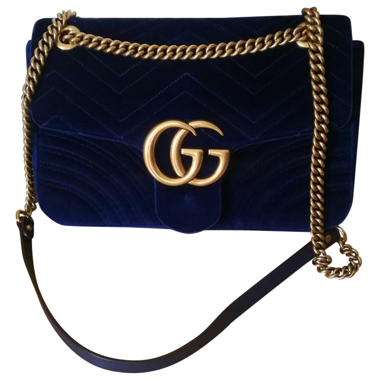 Gucci marmont blue velvet handbag