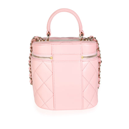 Light Pink Quilted Lambskin Small Trendy CC Vanity Case
